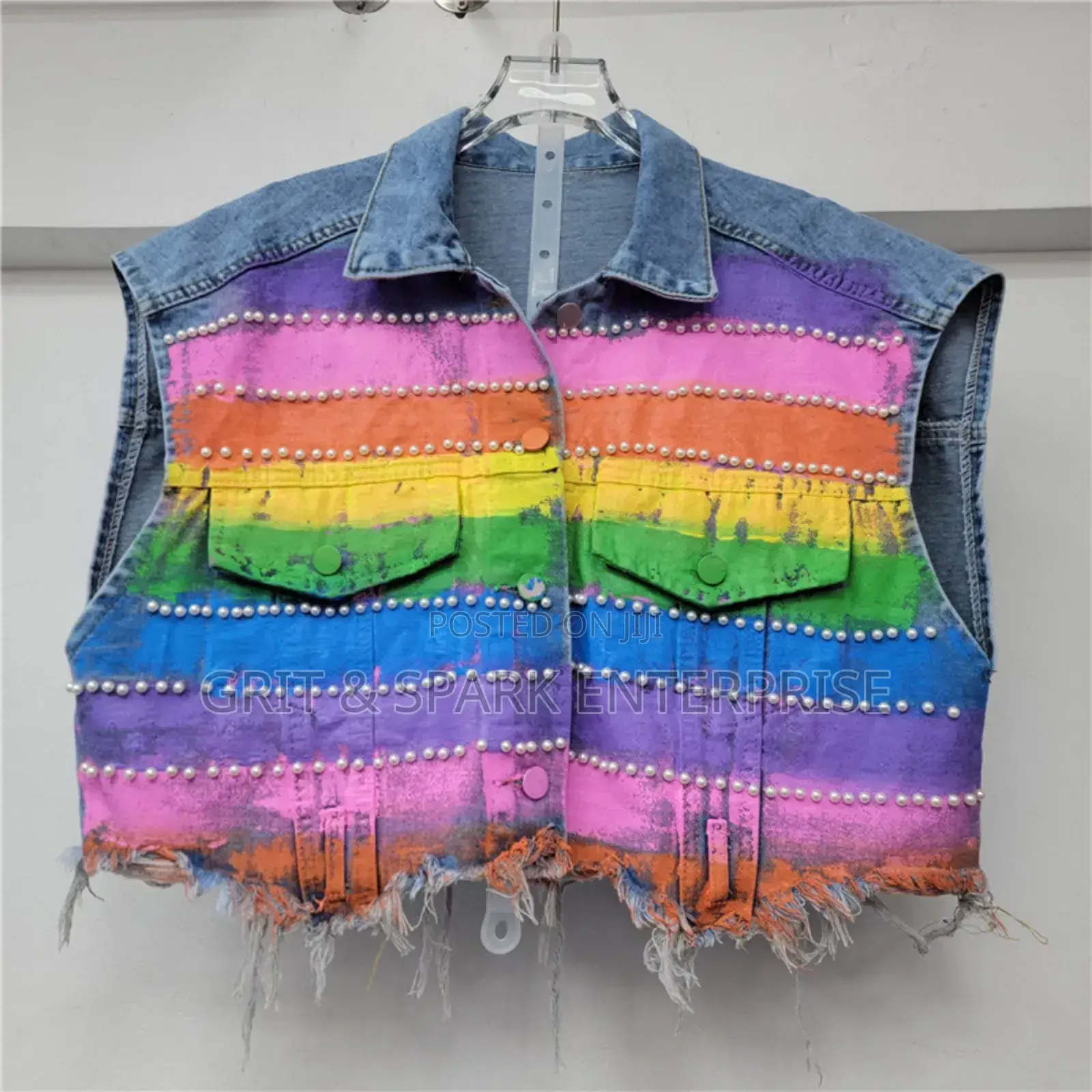 Brand New Palato Rainbow Pearls Jeans Trouser Jacket From Holland