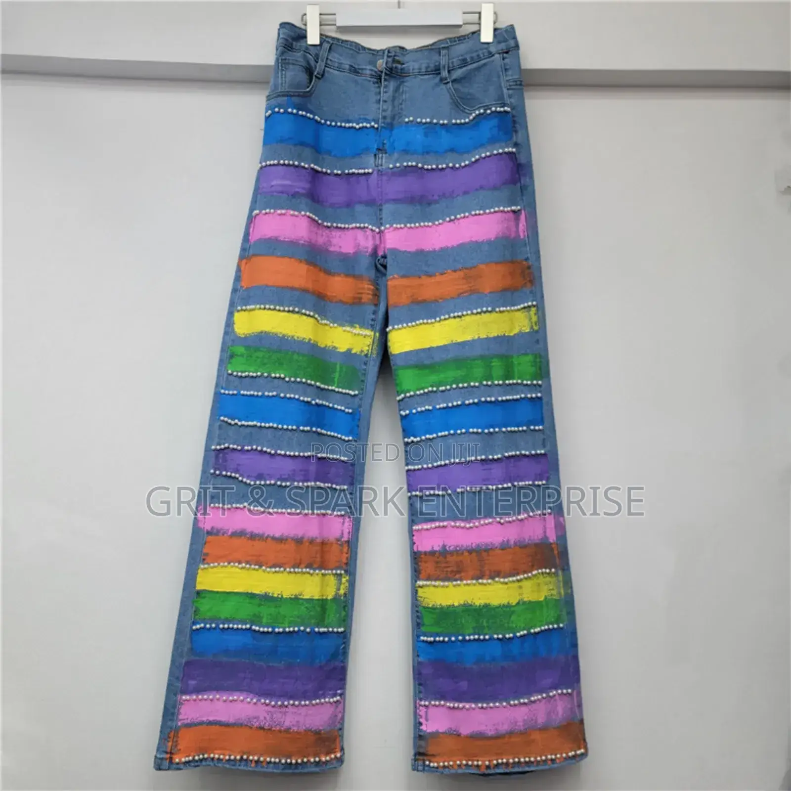 Brand New Palato Rainbow Pearls Jeans Trouser Jacket From Holland