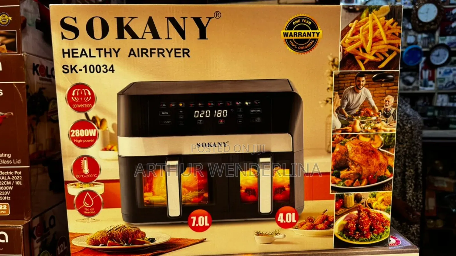 Sokany Double Electric Air Fryer With Touch Screen 2 Baskets, 2800w
