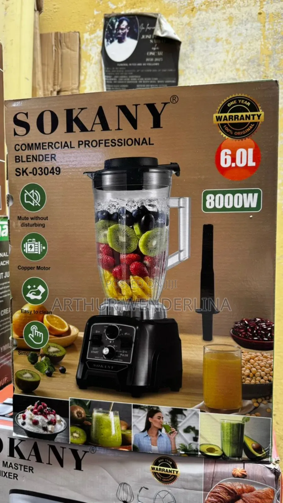 6liters Sokany Stainless Steel Electric Commercial Blender.8000watt