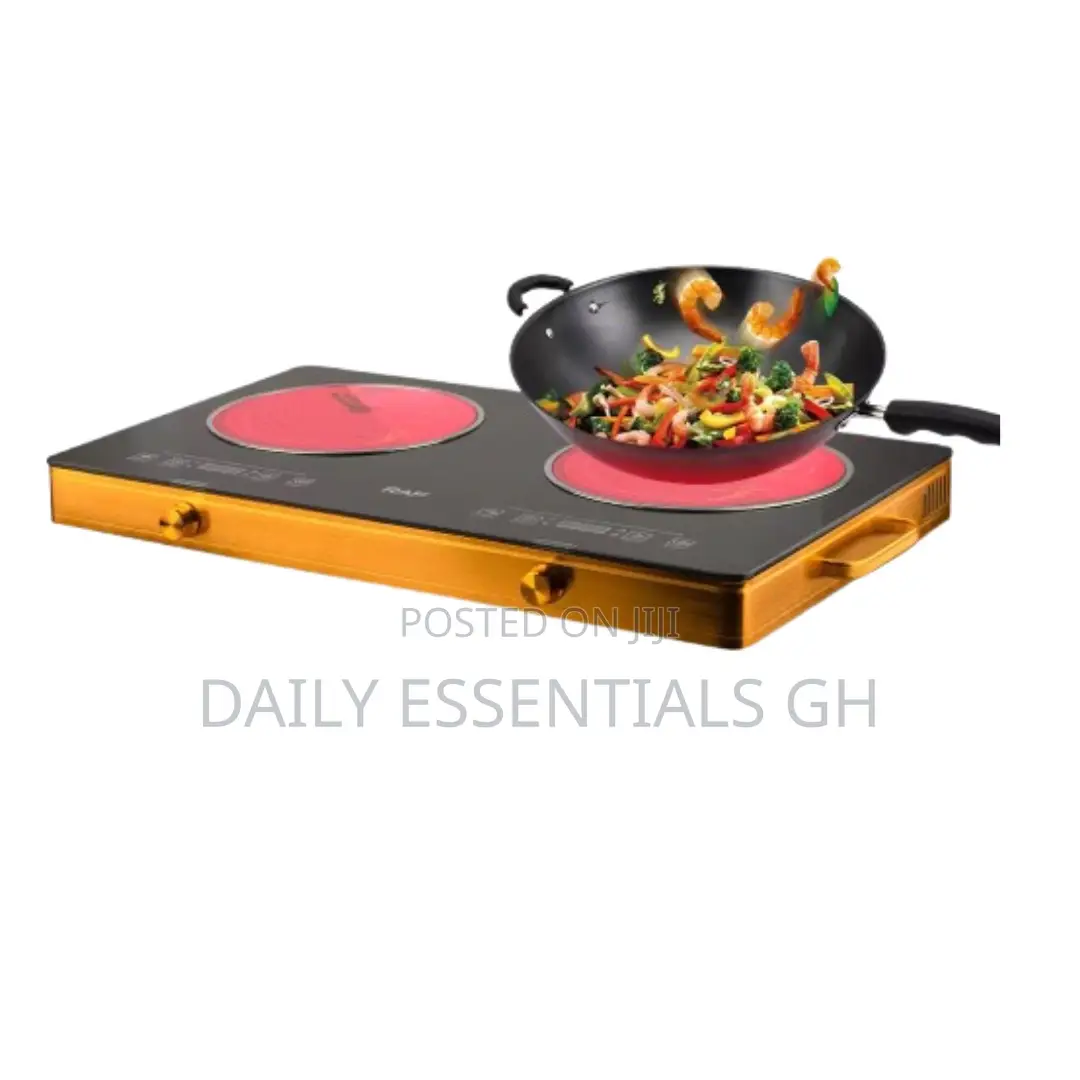 Original Raf 3500w Double Electric Stove – Black Glass Top