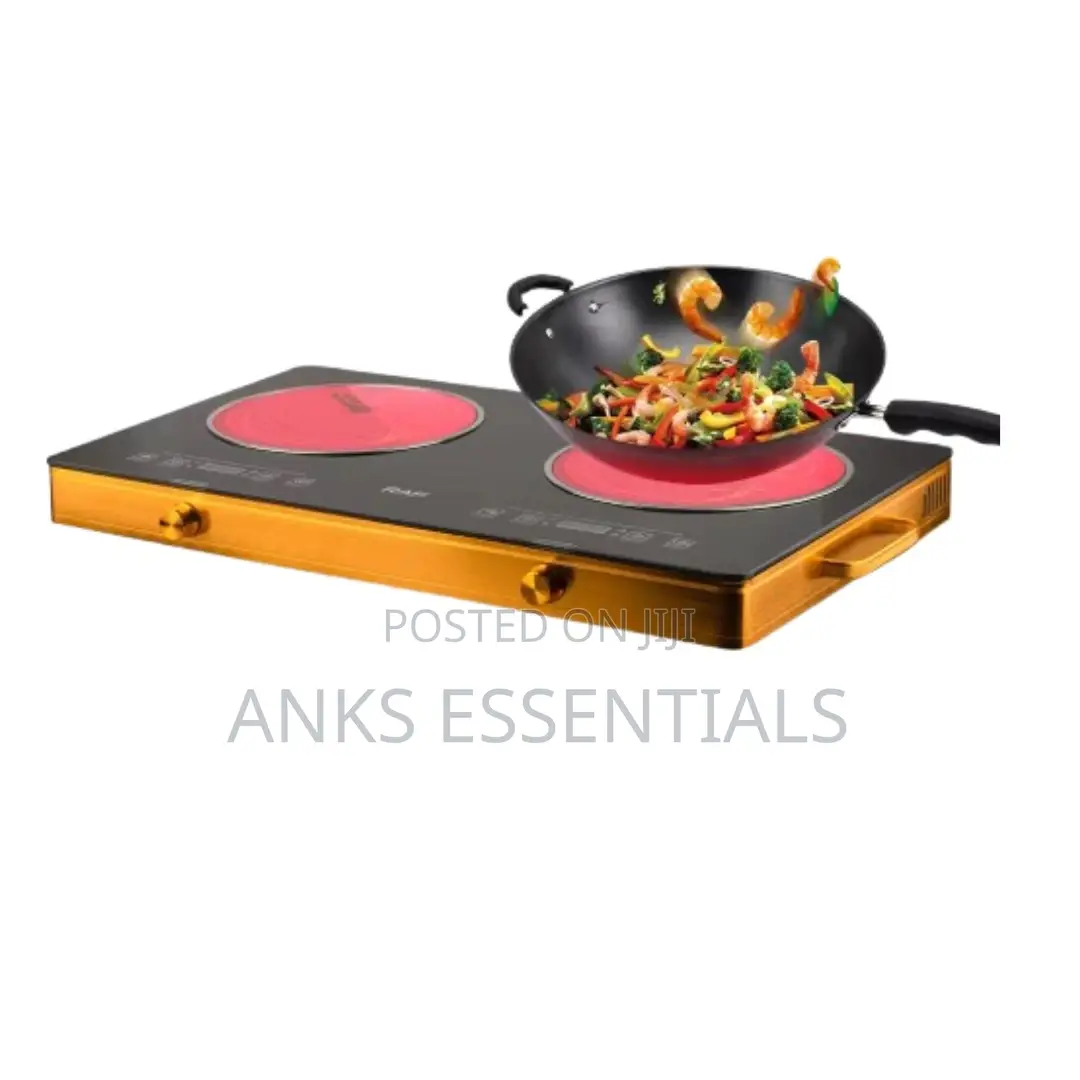 Original Raf 3500w Double Electric Stove – Black Glass Top