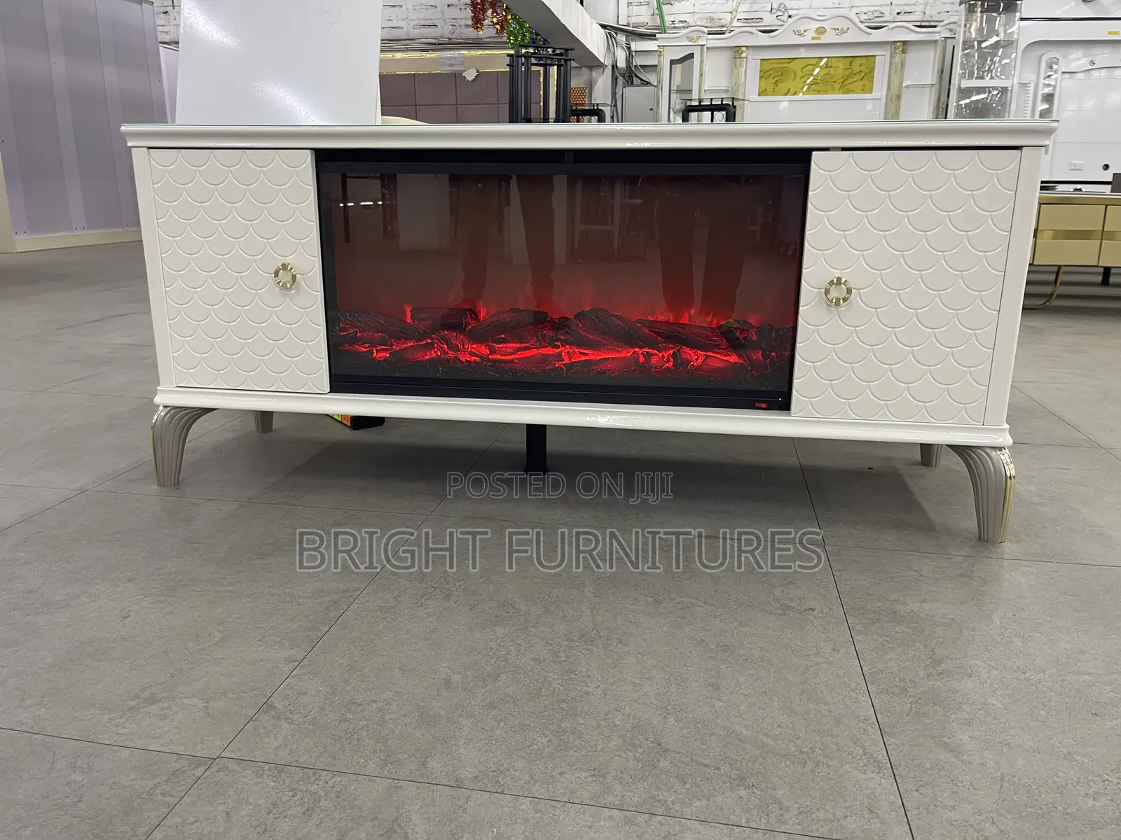 Electronic Tv Stand With Fire Flame and Bluetooth Speaker