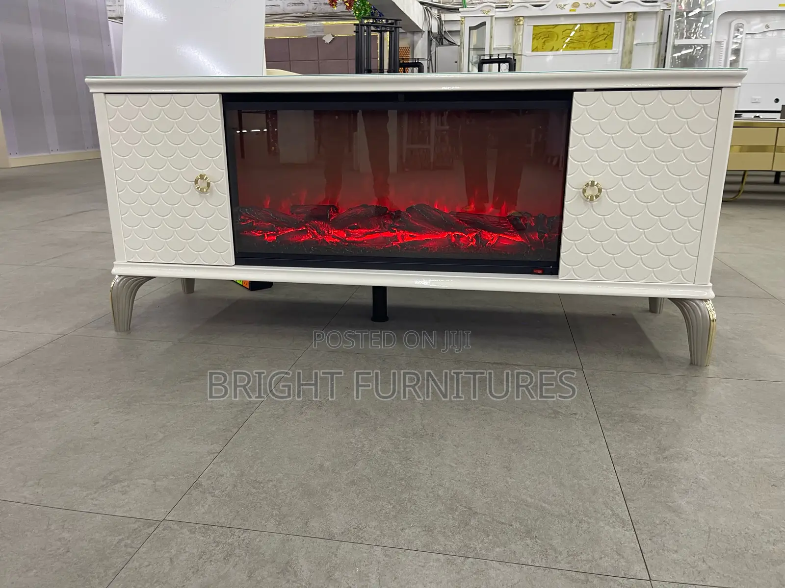 Electronic Tv Stand With Fire Flame and Bluetooth Speaker