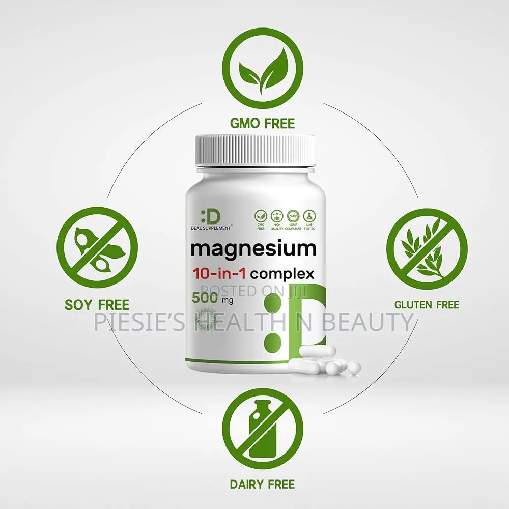 Deal Supplements Magnesium Complex 500mg,– 10-in-1, 240 Capsules