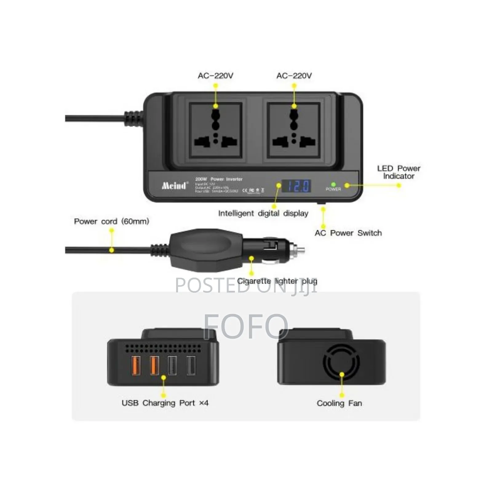 200w Car Power Inverter 12v Dc to 220v Ac Converter for Car