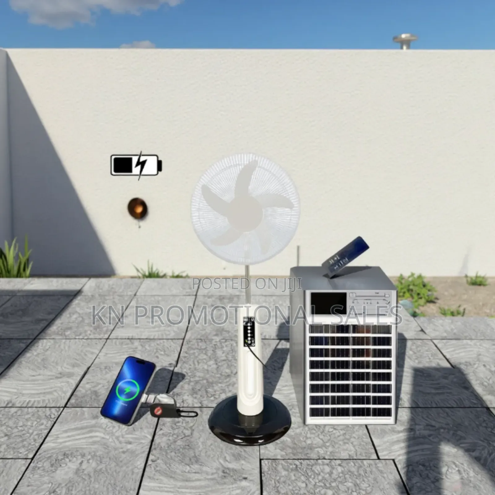 Solar Fan Rechargeable With Solar Panels 16"