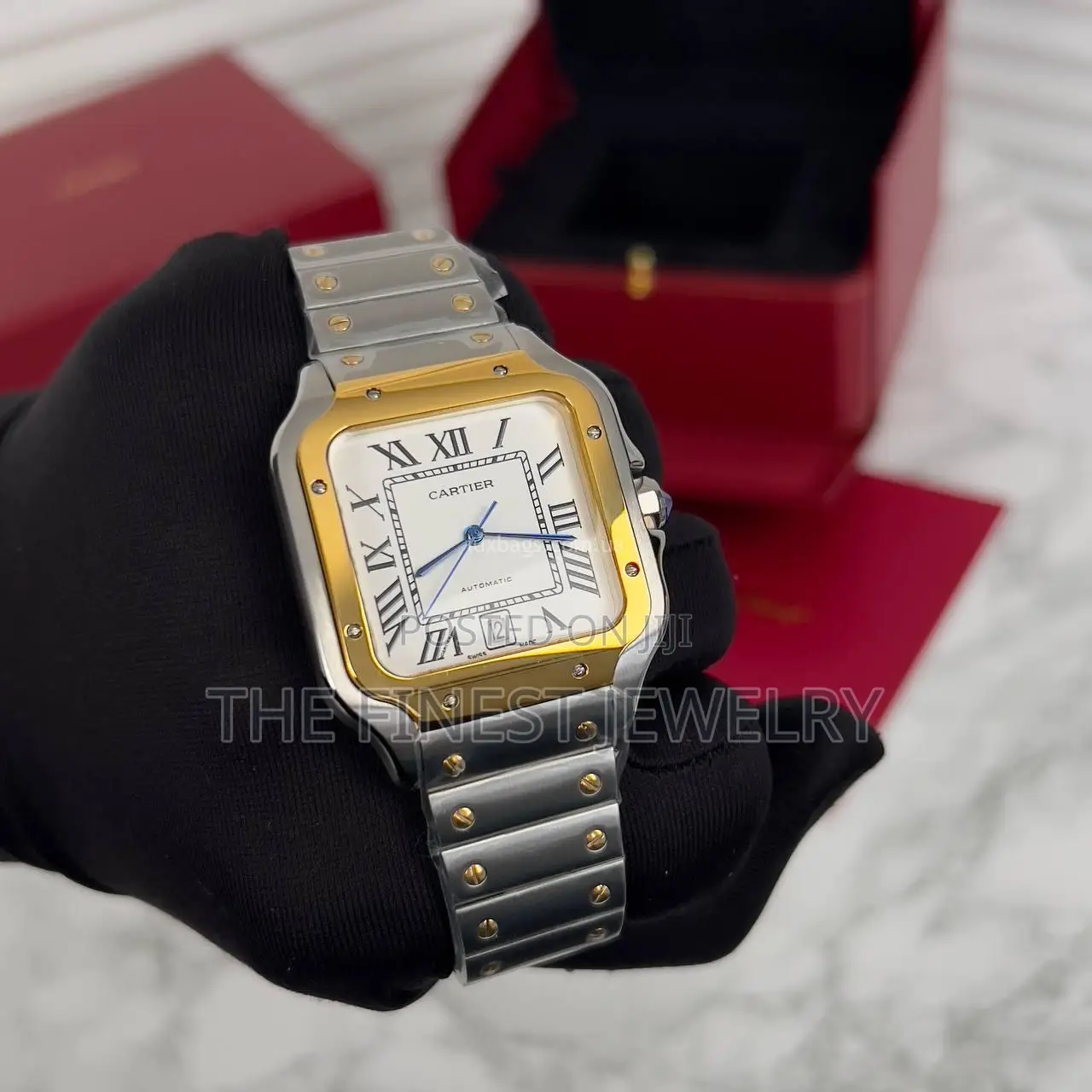 Cartier Santos Silver/Gold-White Wristwatch