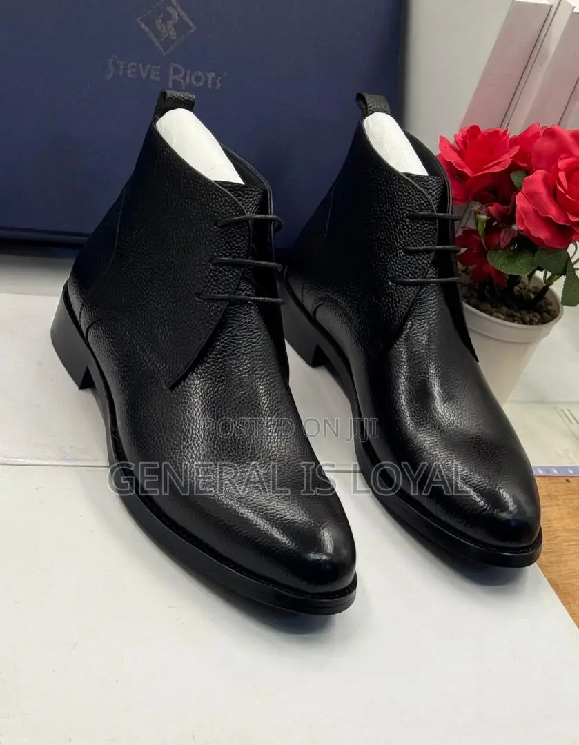 Steve Riots Black Leather Lace Boot