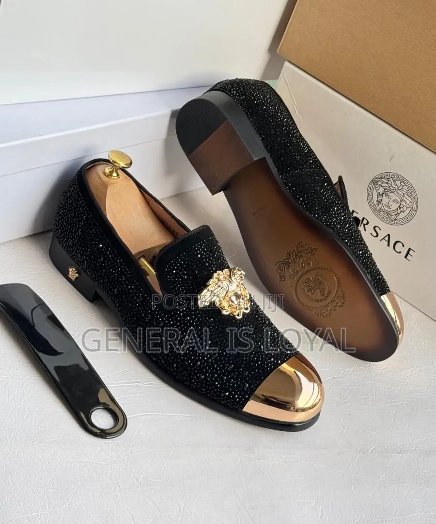 Black Versace Men's Velvet Loafers