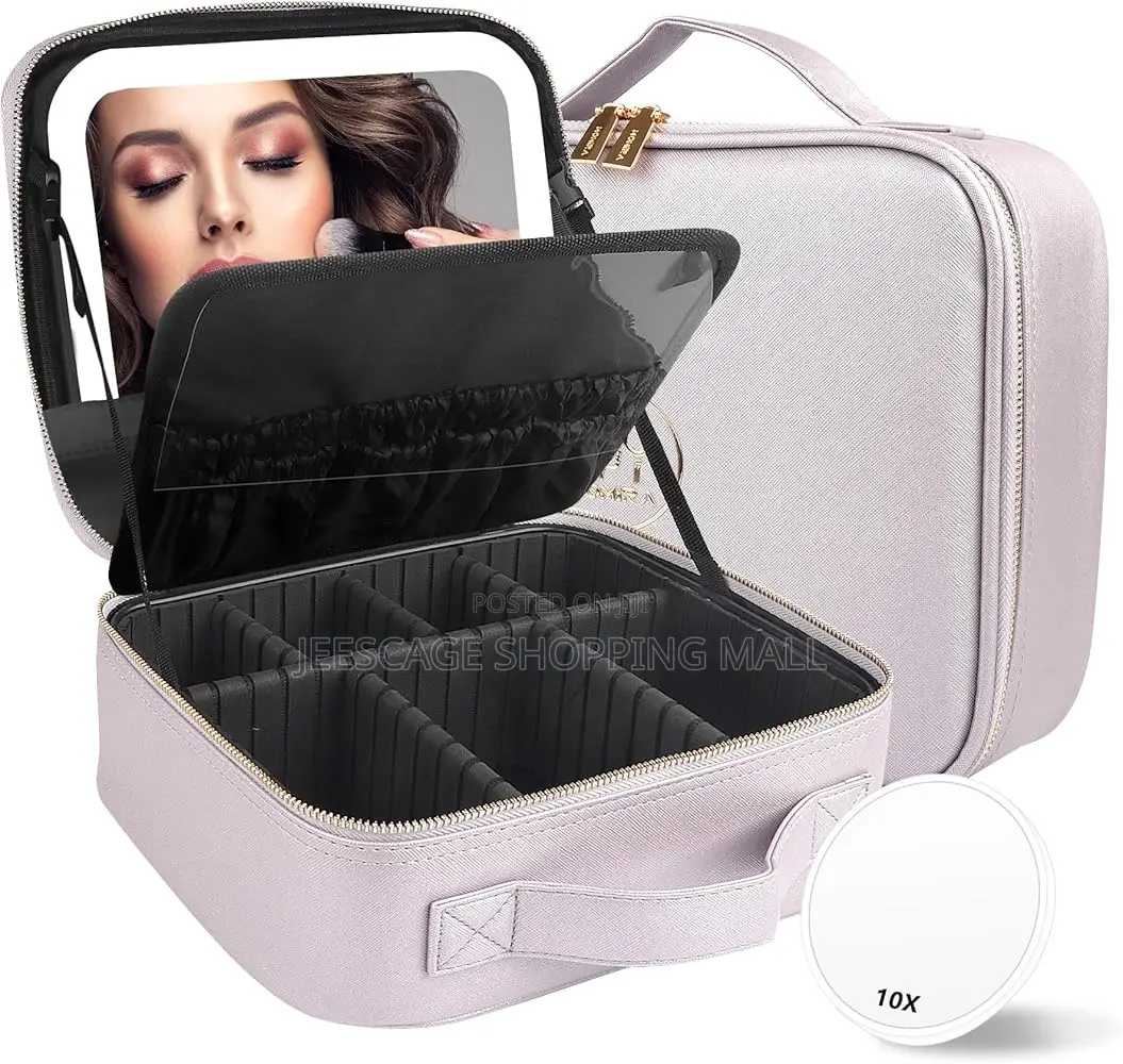 Light Up Mirror Cosmetics, Organizer Makeup Case Bag