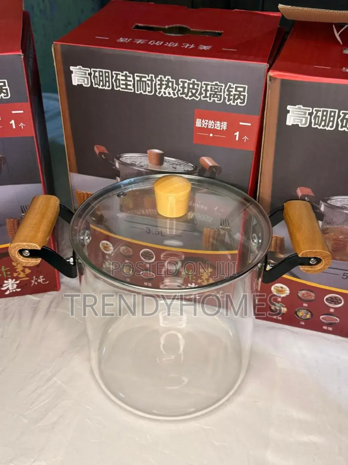 3 Set Glass Cooking Pot 3.5l-4.5l-5.5l