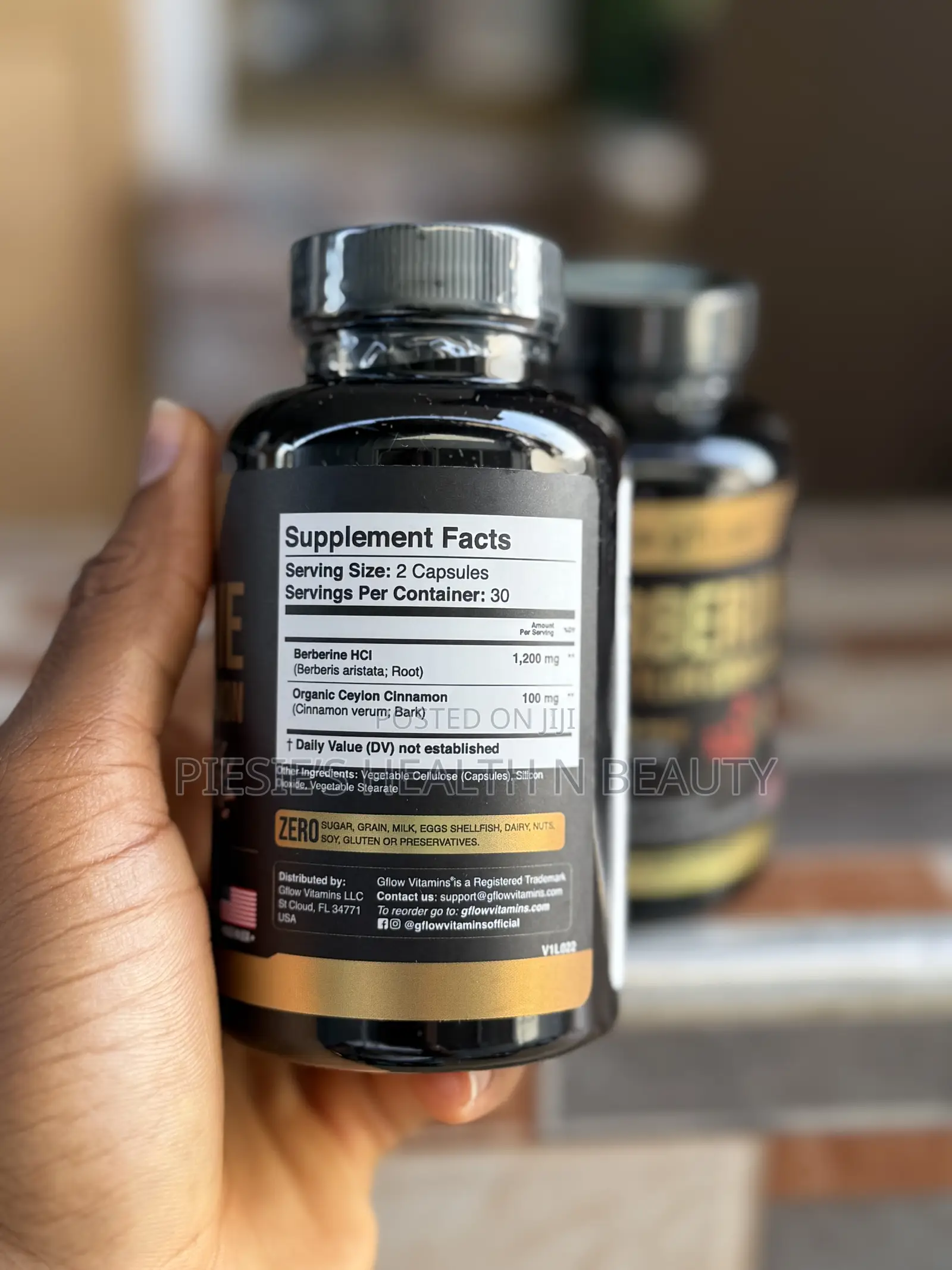 Gflow Vitamins Berberine With Ceylon Cinnamon 1200mg, 60 Ca