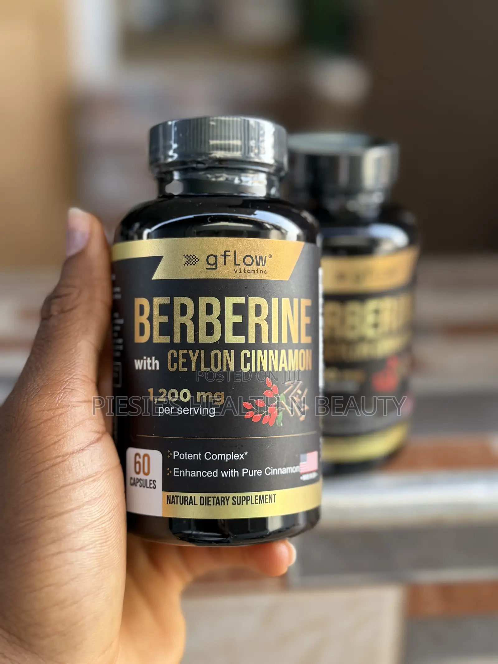 Gflow Vitamins Berberine With Ceylon Cinnamon 1200mg, 60 Ca