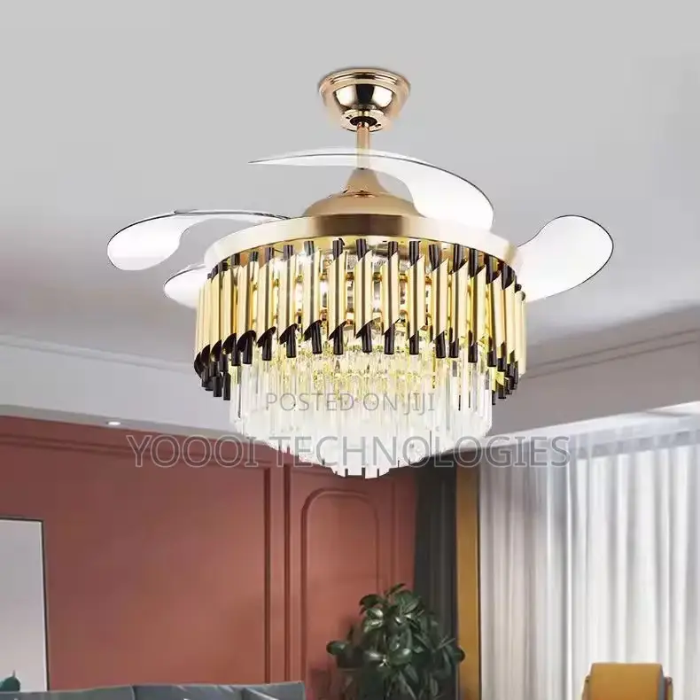 Elegant Luxury Crystal Chandelier Fan Light