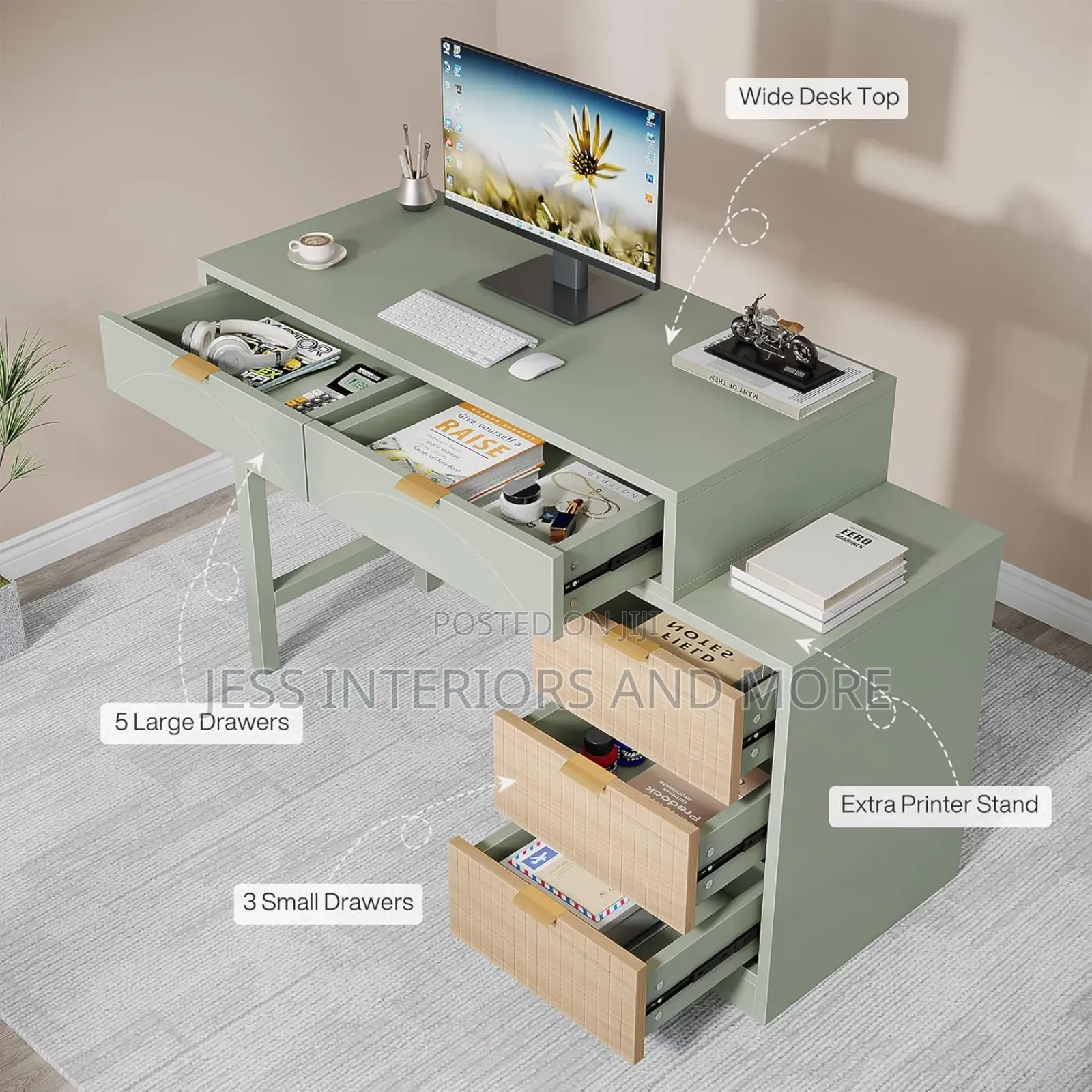 Computer Desk With 5 Drawers