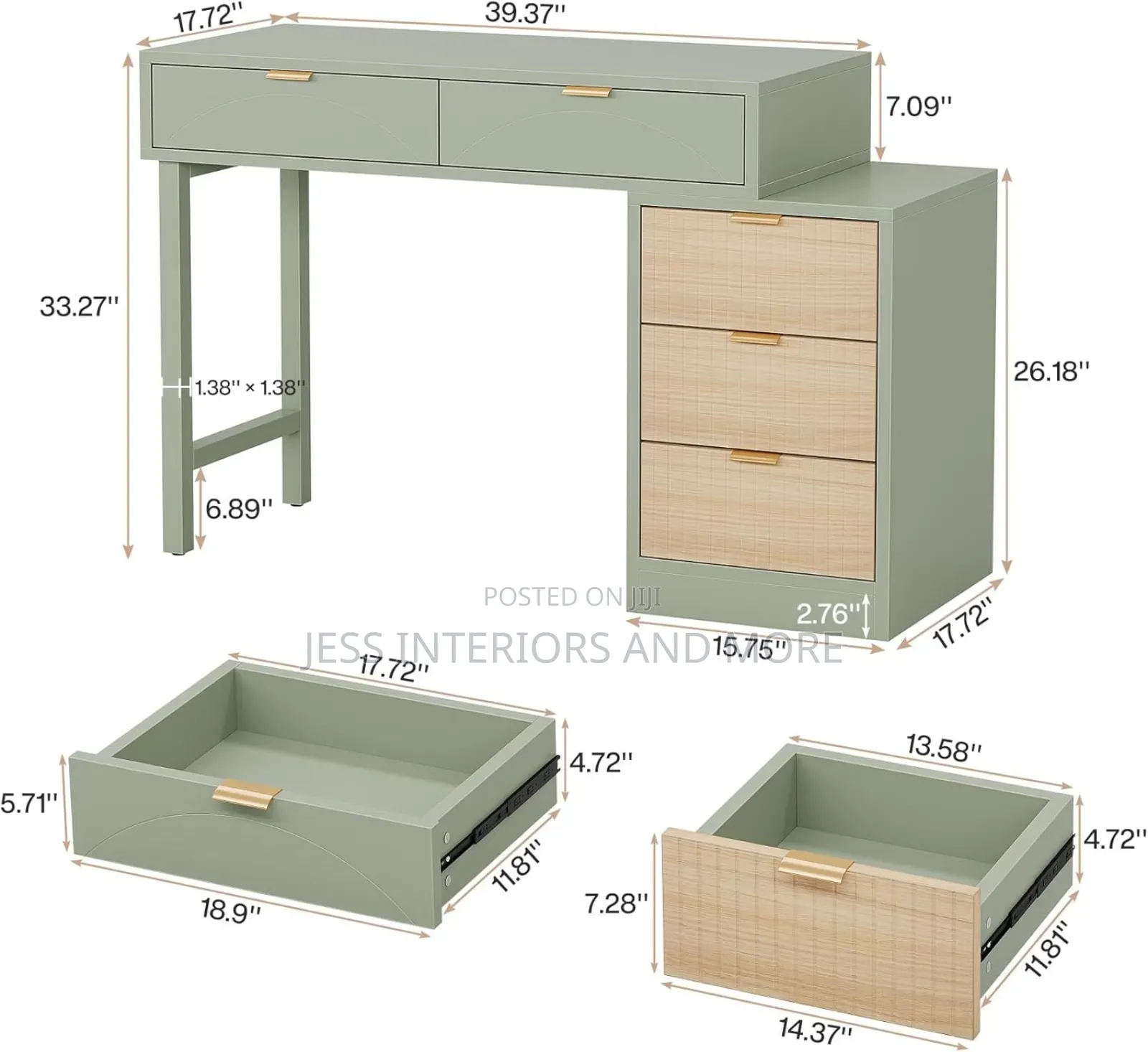 Computer Desk With 5 Drawers