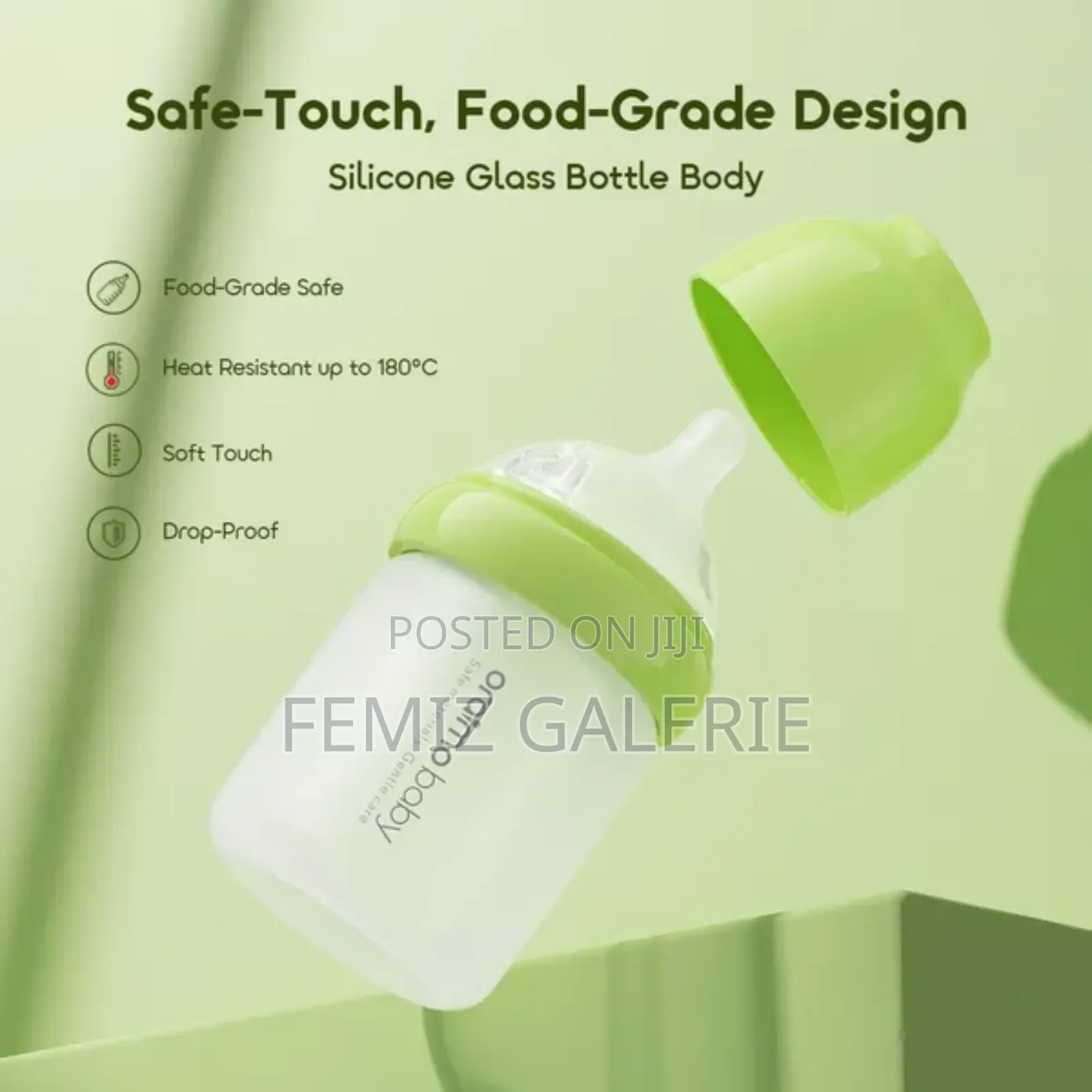 Oraimo Purebottle 160 160ml Anti-Colic Silicone Glass Baby Bottle