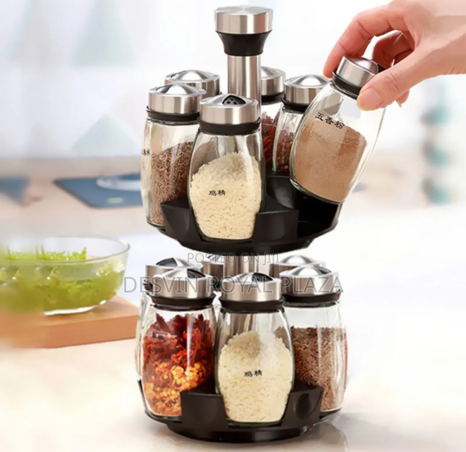 12 PCS Jar Rotating Spice Rack