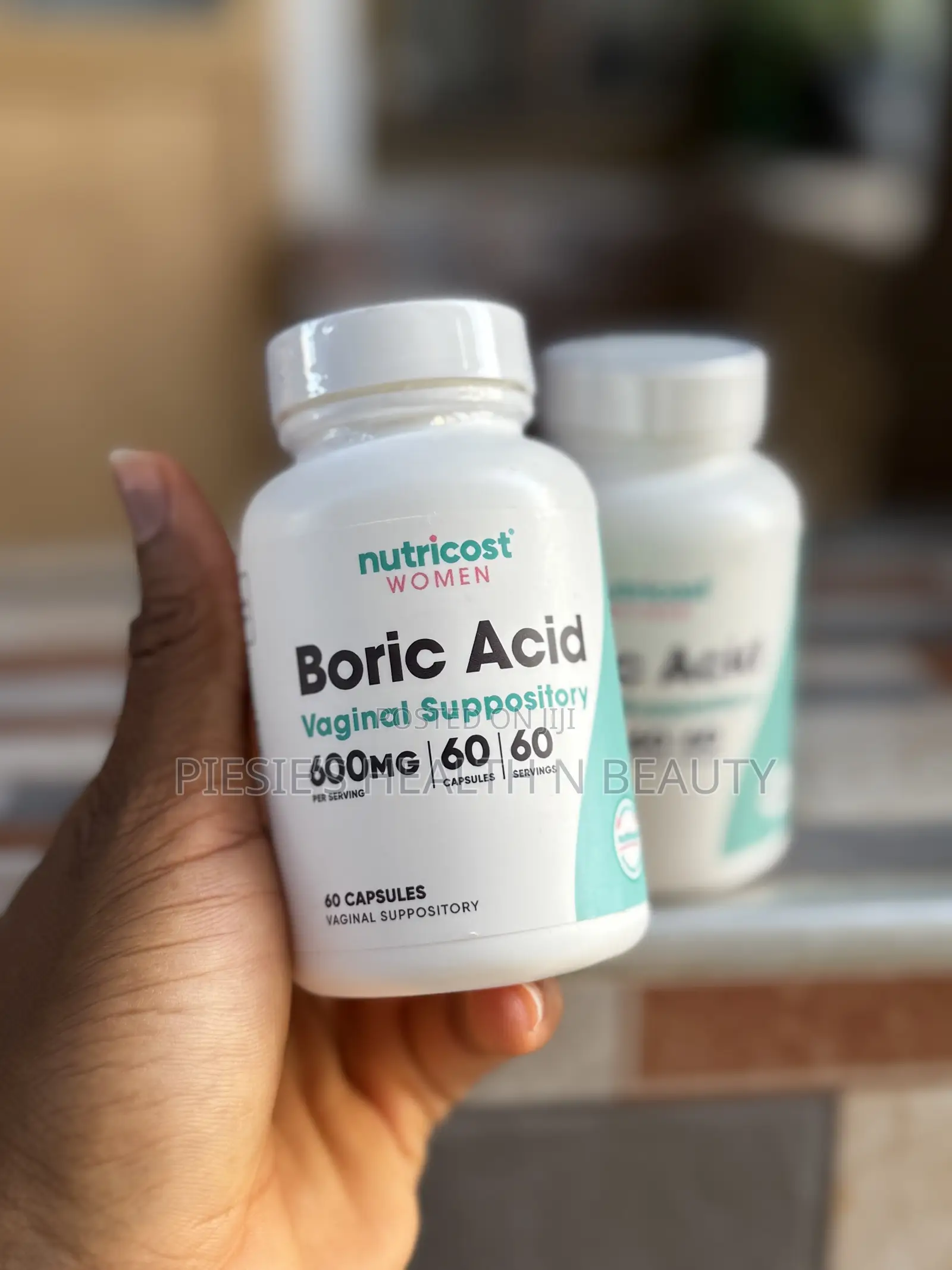 Nutricost Boric Acid 600mg Vaginal Suppository, 60 Capsules