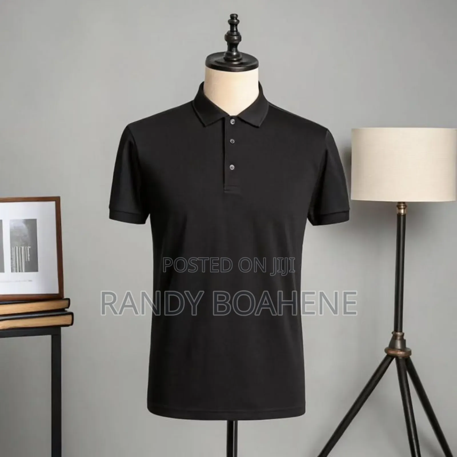 Plane Black Polo Shirt