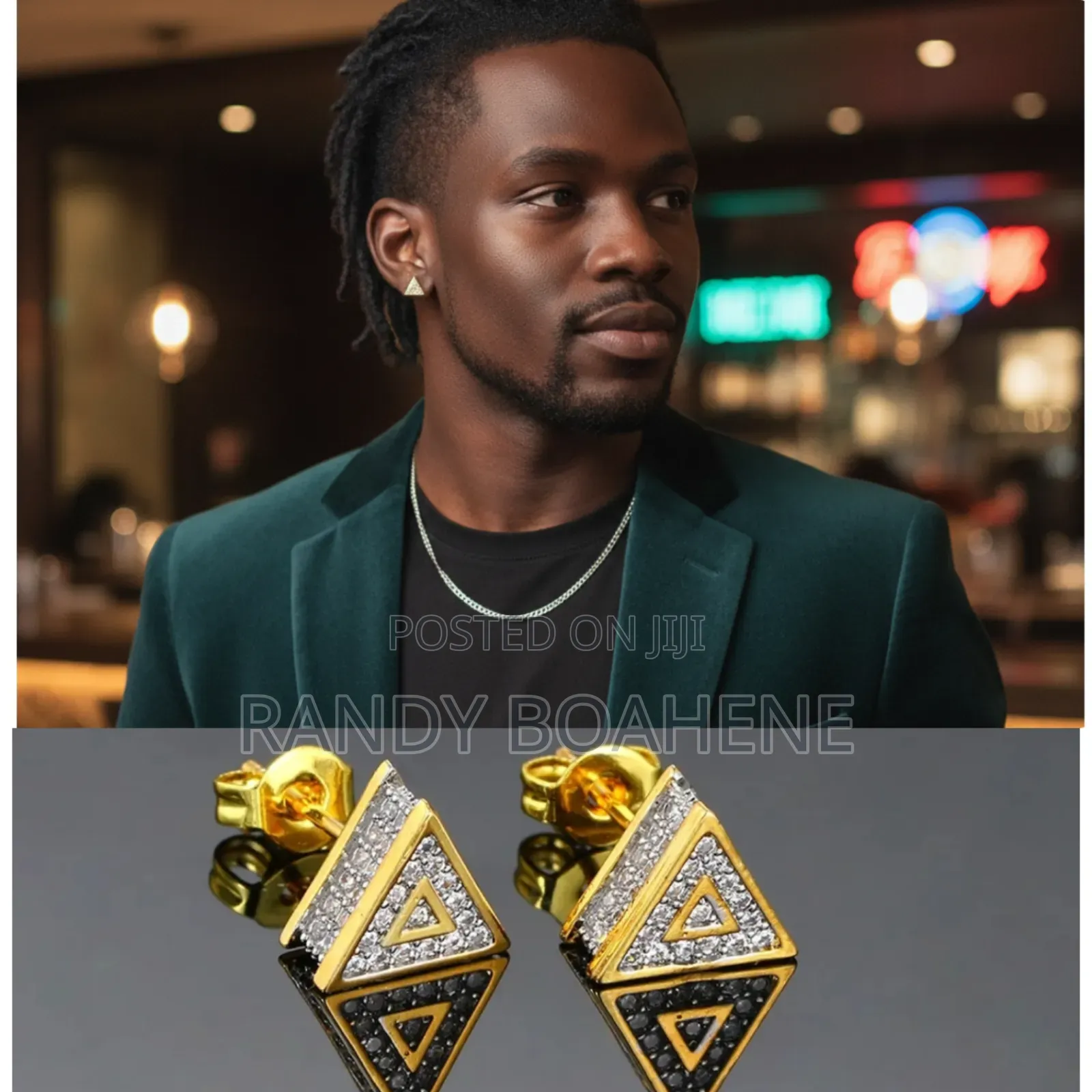 Men Triangle Shaped Stud Earring