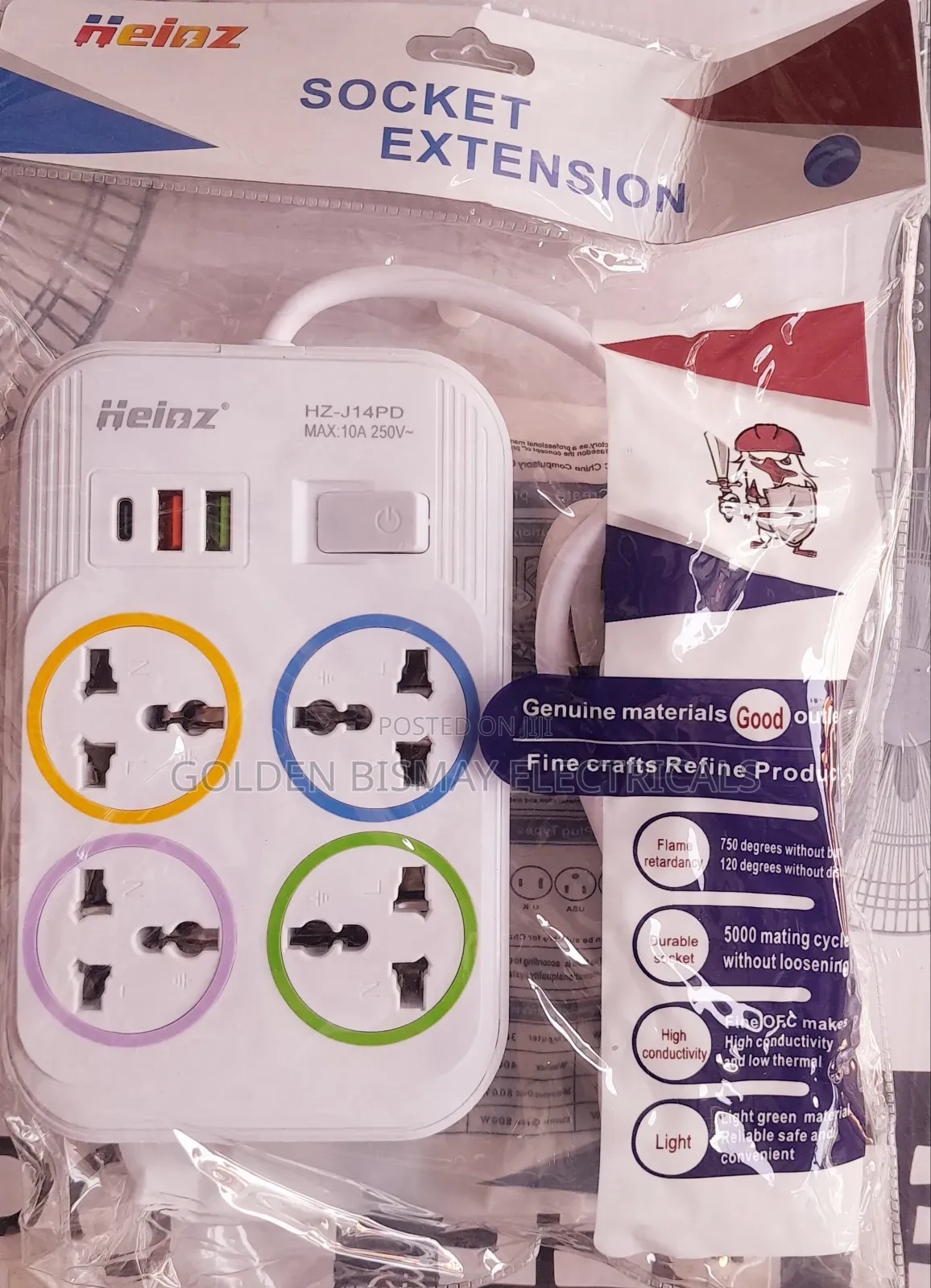 4 Way Extension Board With 2 Usb Port And Type-c Port