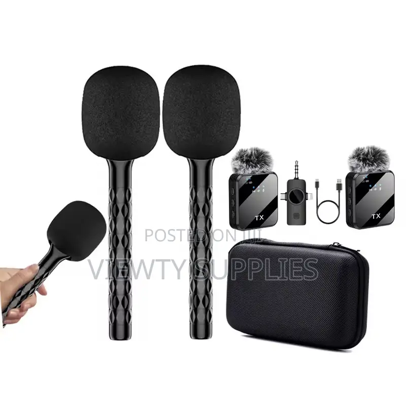 Portable 3 In 1 Wireless Lapel Microphone For Phones Camera + Case
