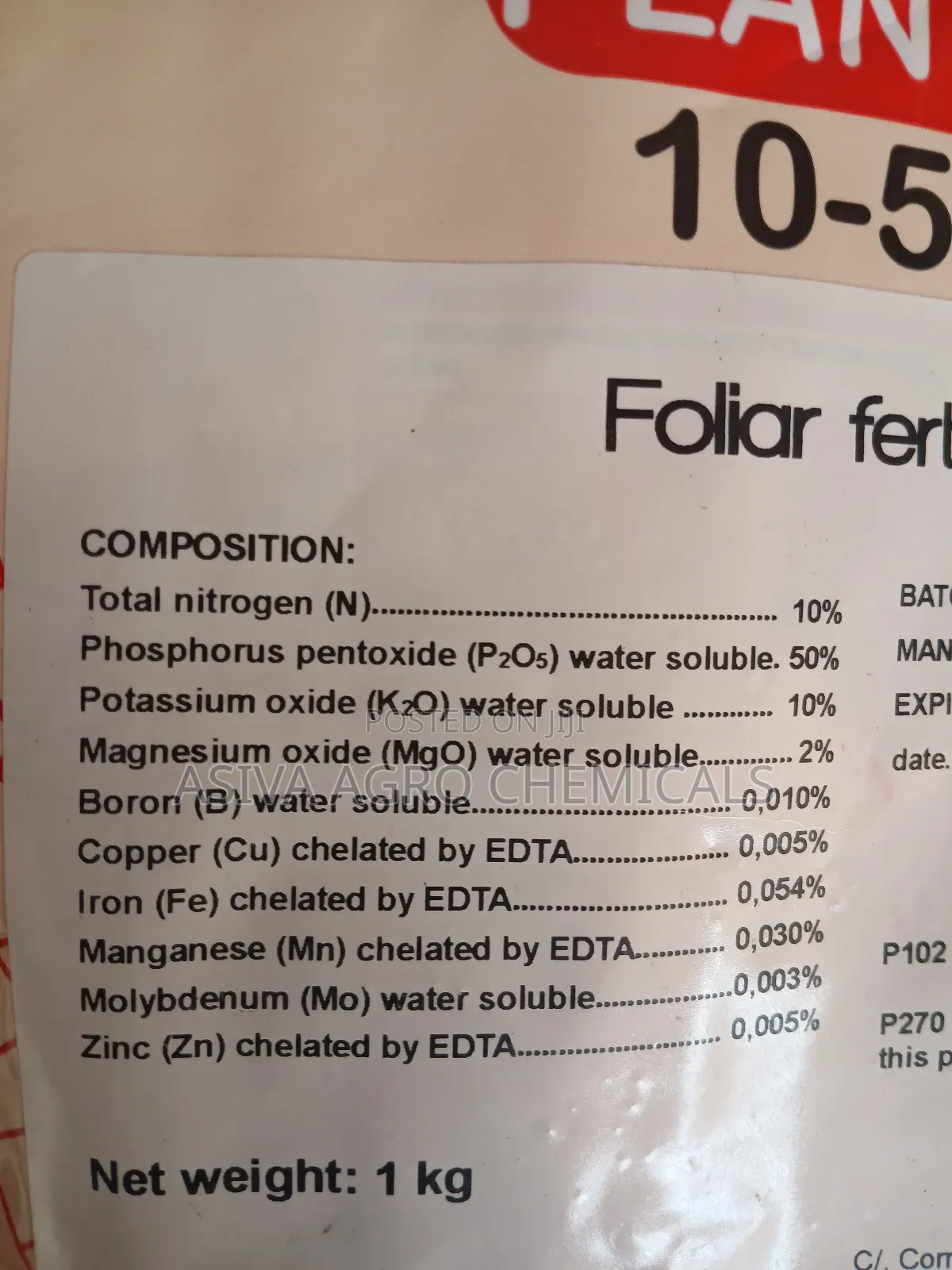 NPK 10-50-10 Water Soluble Fertilizer