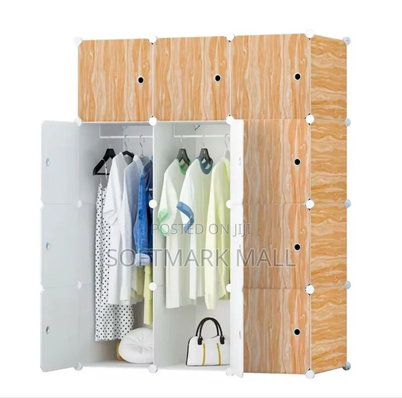 12 Cubes Plastic Wardrobe- Brown