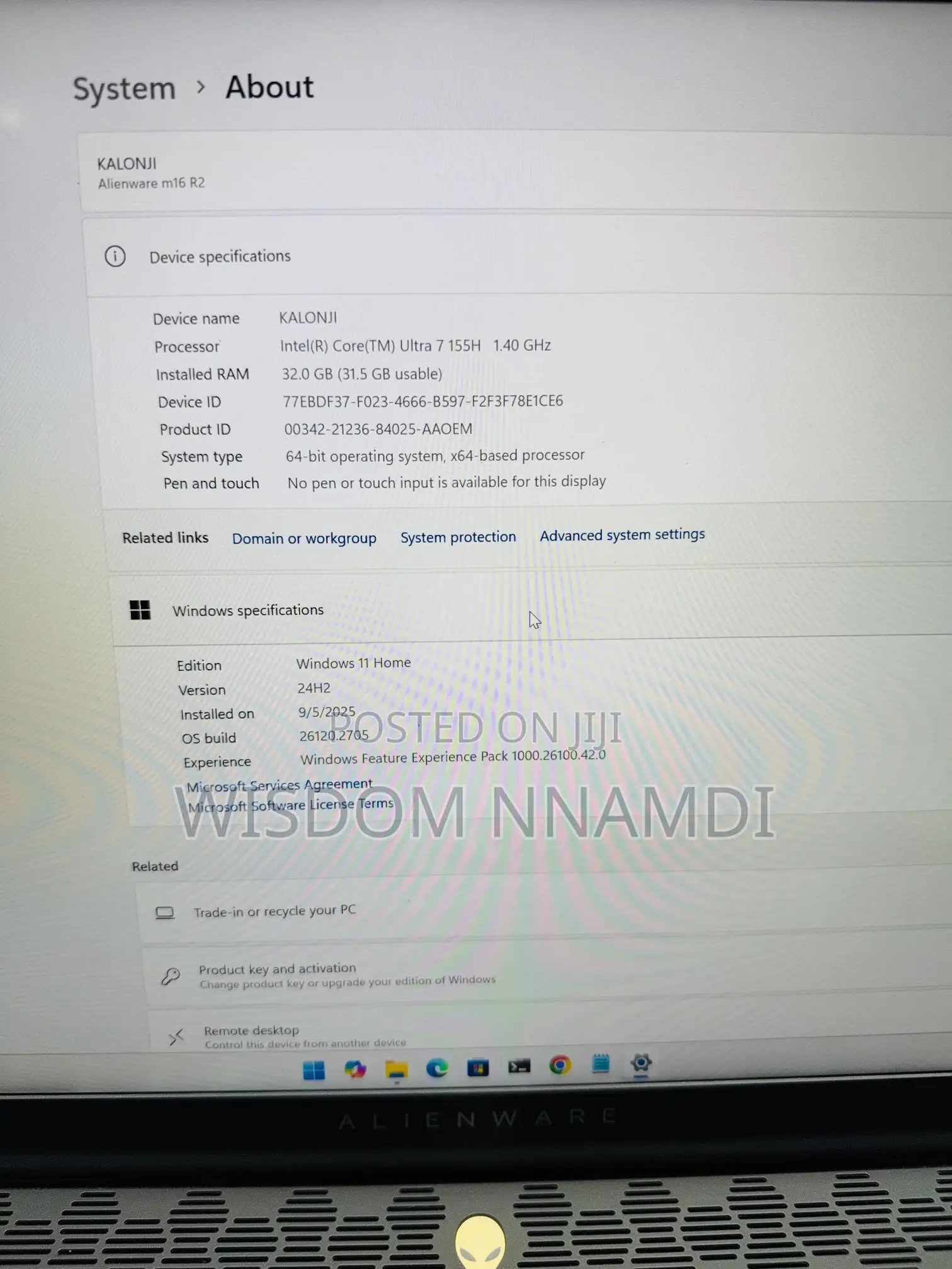 Laptop Dell Alienware M16 R2 32GB Intel Core Ultra 7 SSD 1T