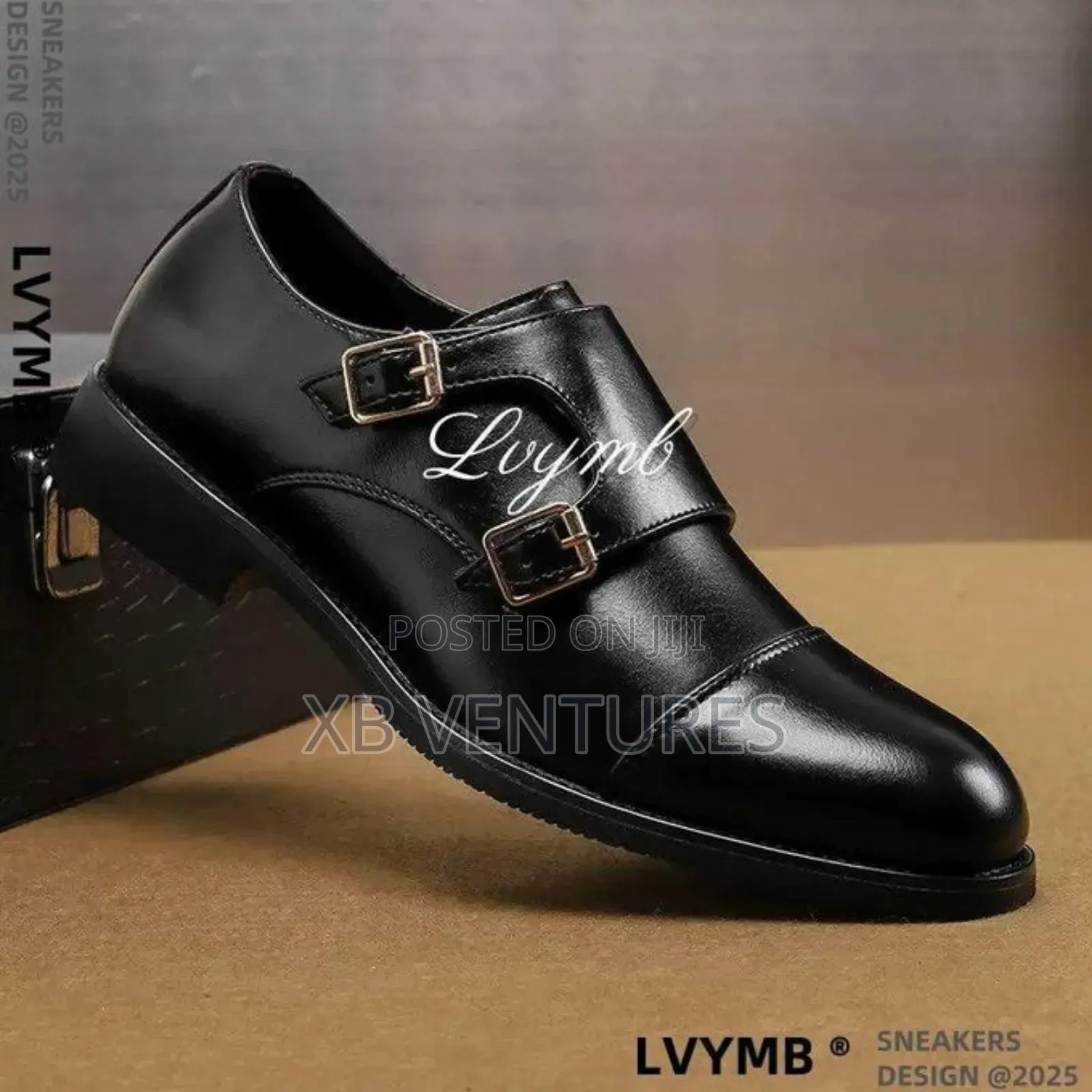 Men's Formal Leather Shoes With Metal Buckle- Anti-Slip