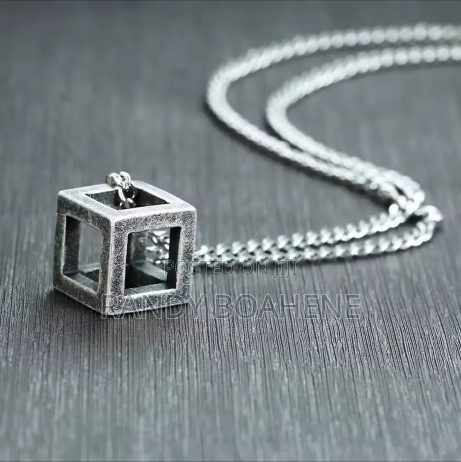 Retro Hollow Cube Pendant Necklace