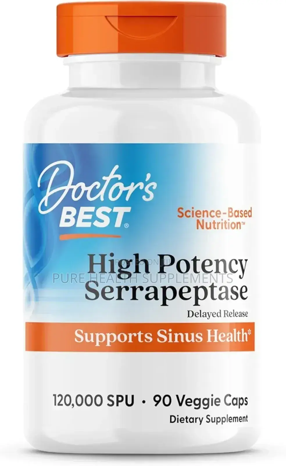 High Potency Serrapeptase, Sinus Health, 120,000 Spu Per Cap, 90 Vcaps
