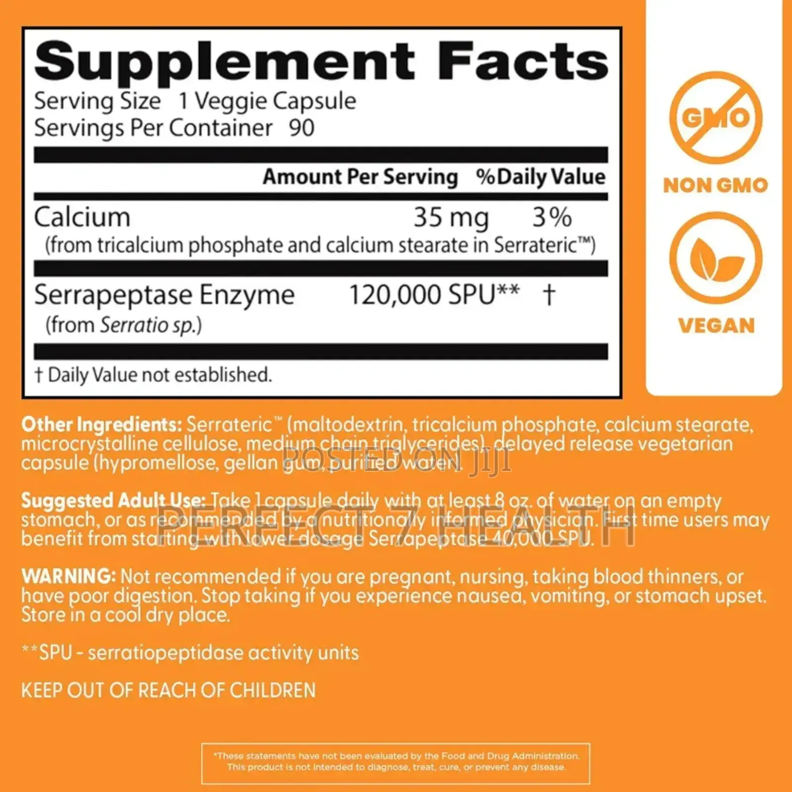 High Potency Serrapeptase, Sinus Health, 120,000 Spu Per Cap, 90 Vcaps