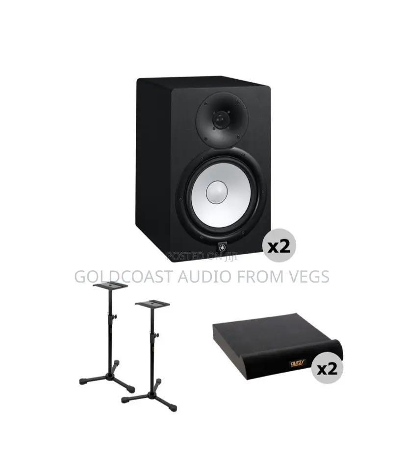 Yamaha Hs8i Powered Studio Monitors With Stands and Isolation Pads Kit