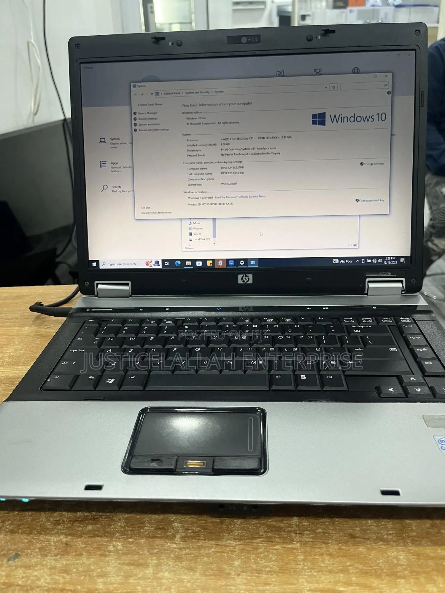Laptop HP 4GB Intel HDD 128GB