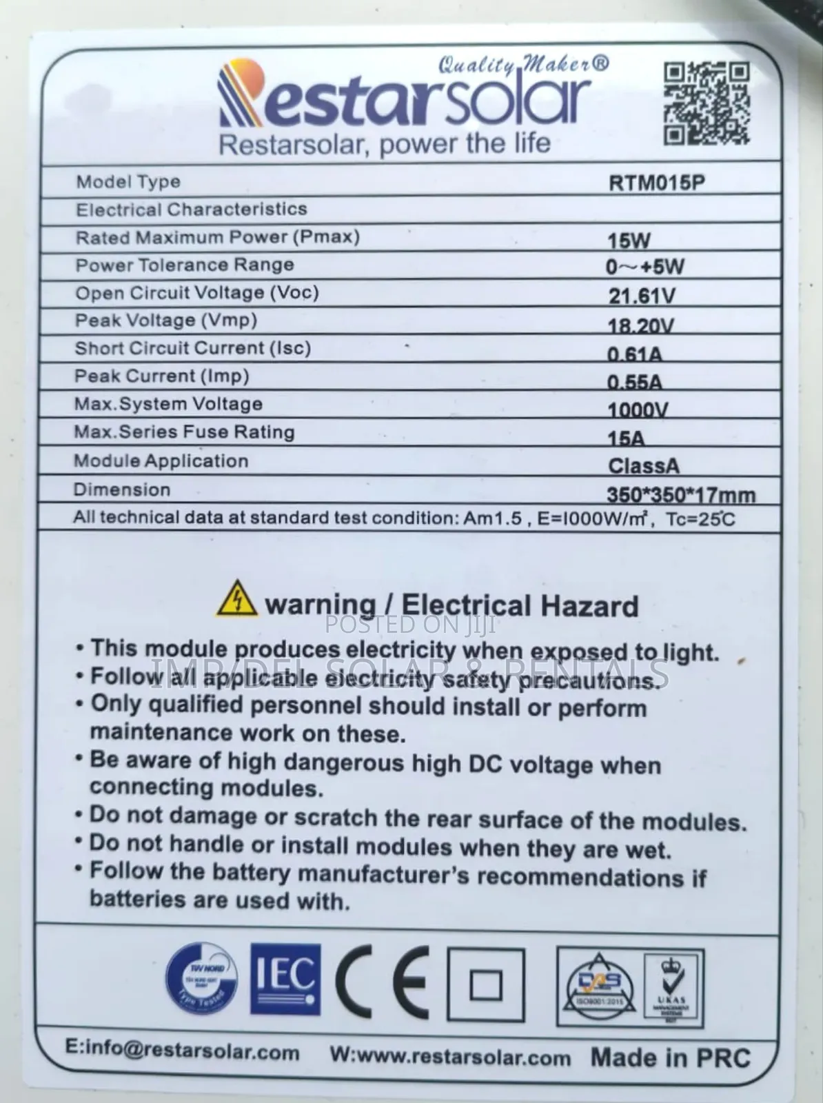 15w Poly Solar Panel