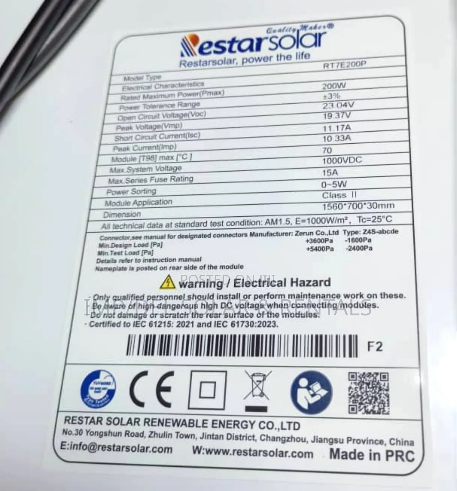 200w Poly Solar Panel