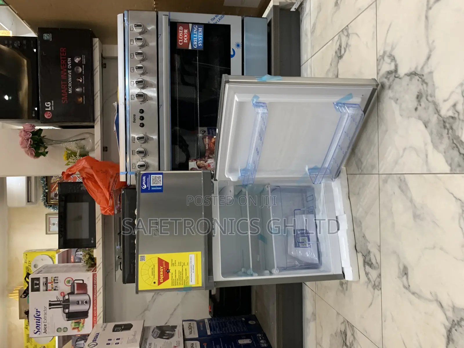 Just Buy Unique Top Mount Pf-100t-2b Grey 2 Doors Fridge