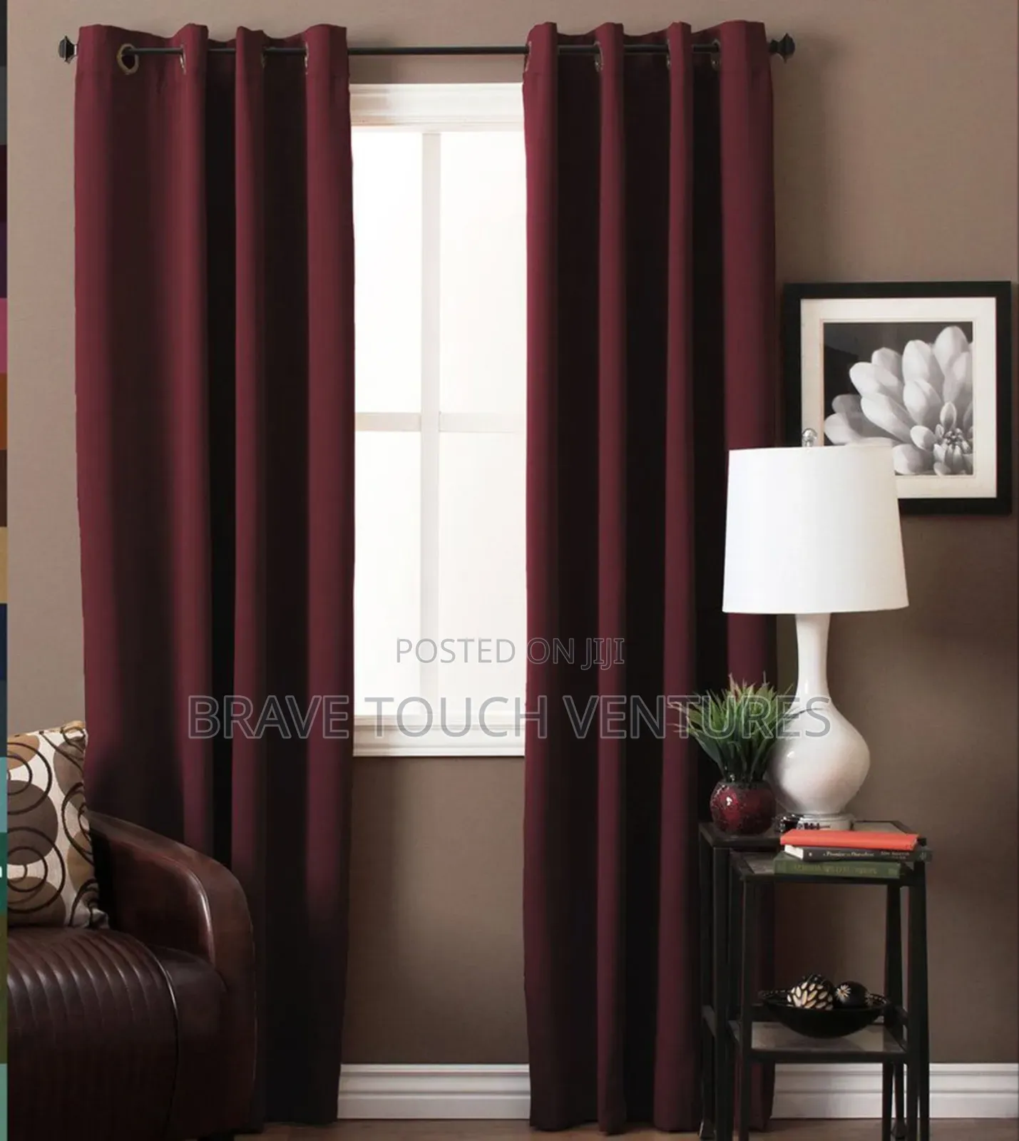 Blackout Curtains 2 Pairs - Wine Colour