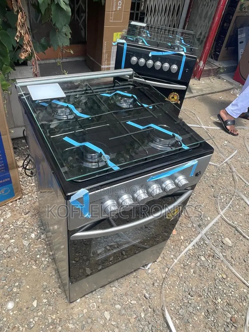 4-Burner Gas Cooker With Oven Stainless Steel Finish