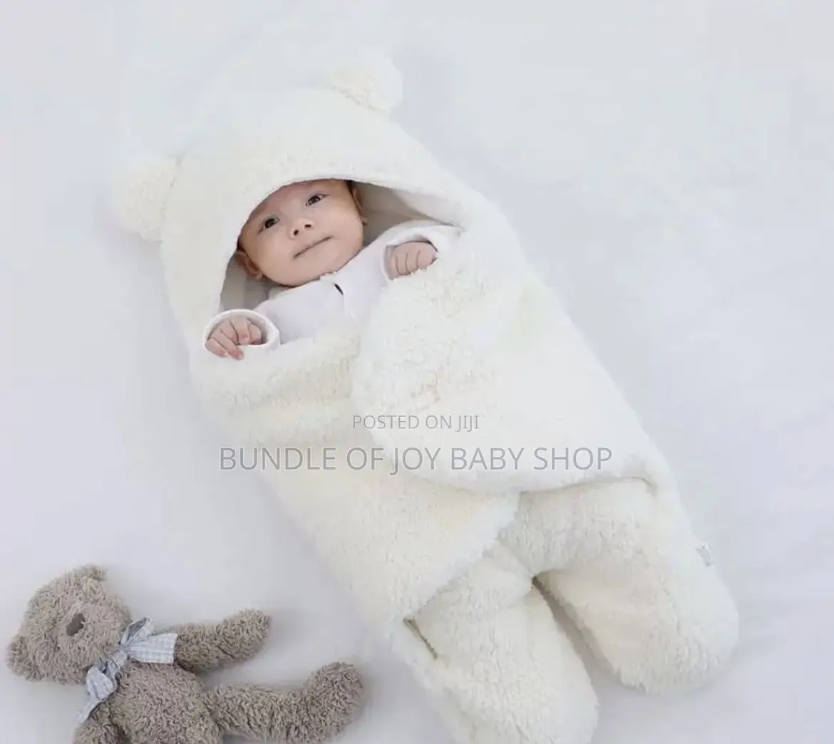 Baby Fleece Swaddle Blanket With Bear Ears