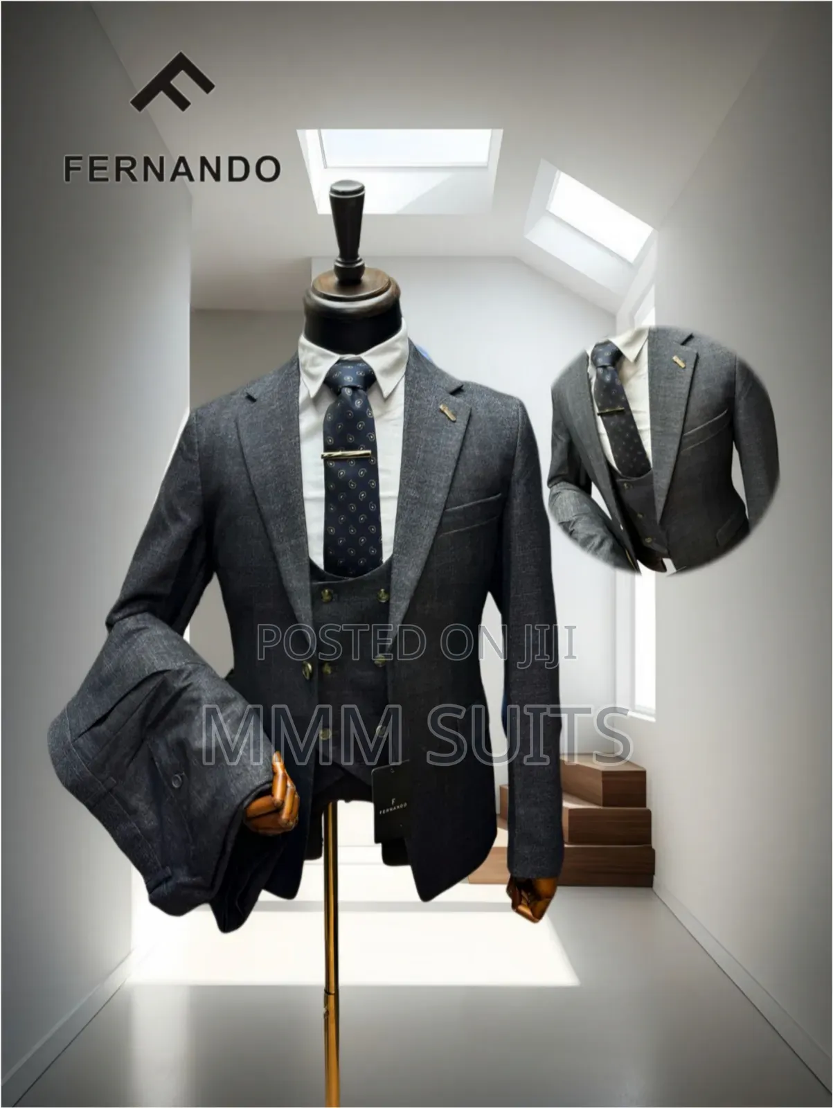 Classic Tiny Stripes 3-Piece Turkish Men's Suit in Gray