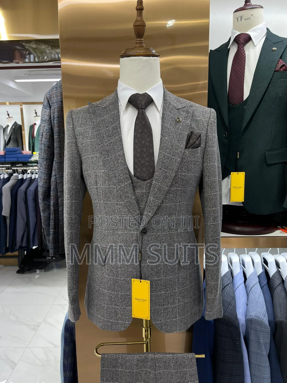 Classic Tiny Stripes 3-Piece Turkish Men's Suit in Gray