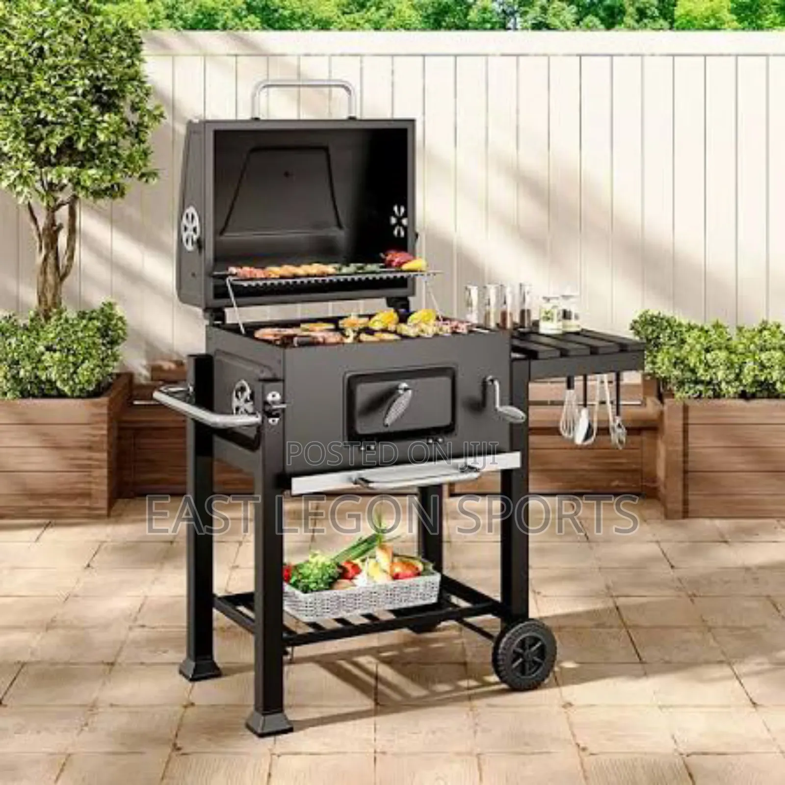 BBQ Stand Charcoal Meat Fish Grill Barbecue With Fork