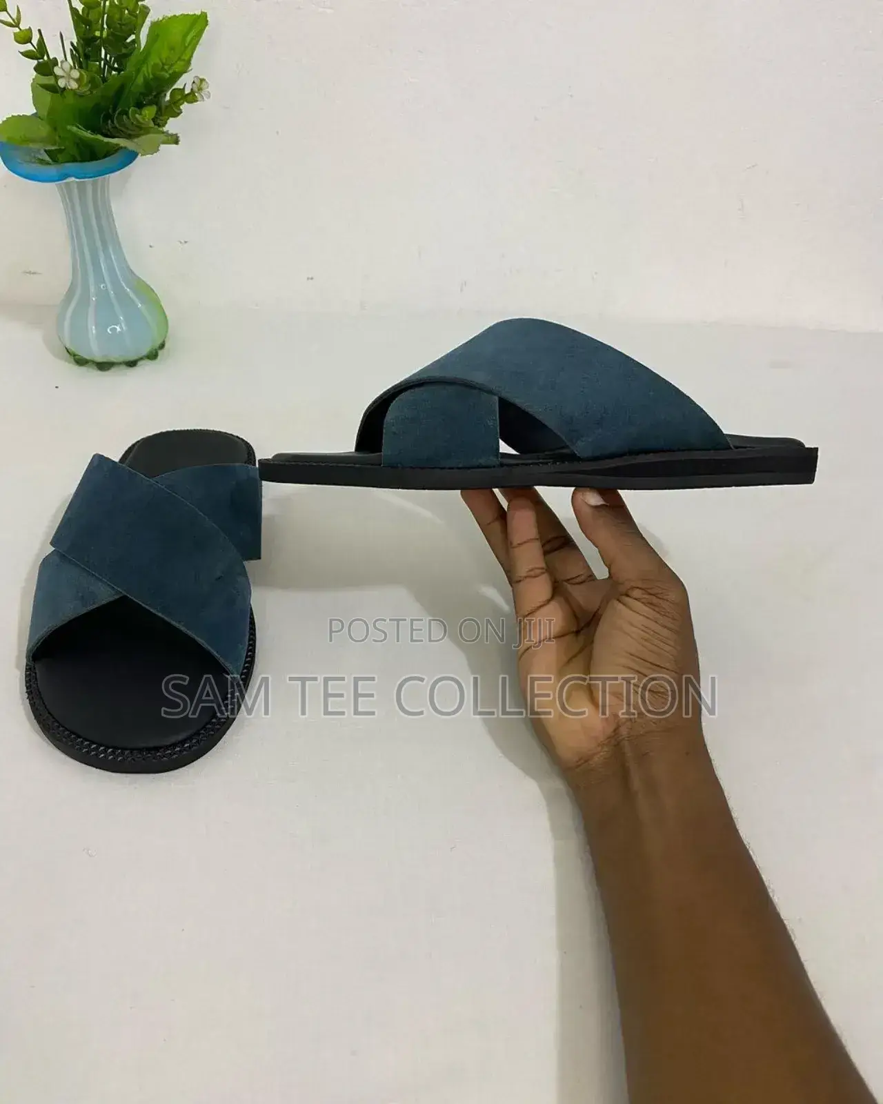 Fashion Men's Casual Cross Suede Slippers. Free Delivery to Anywhere