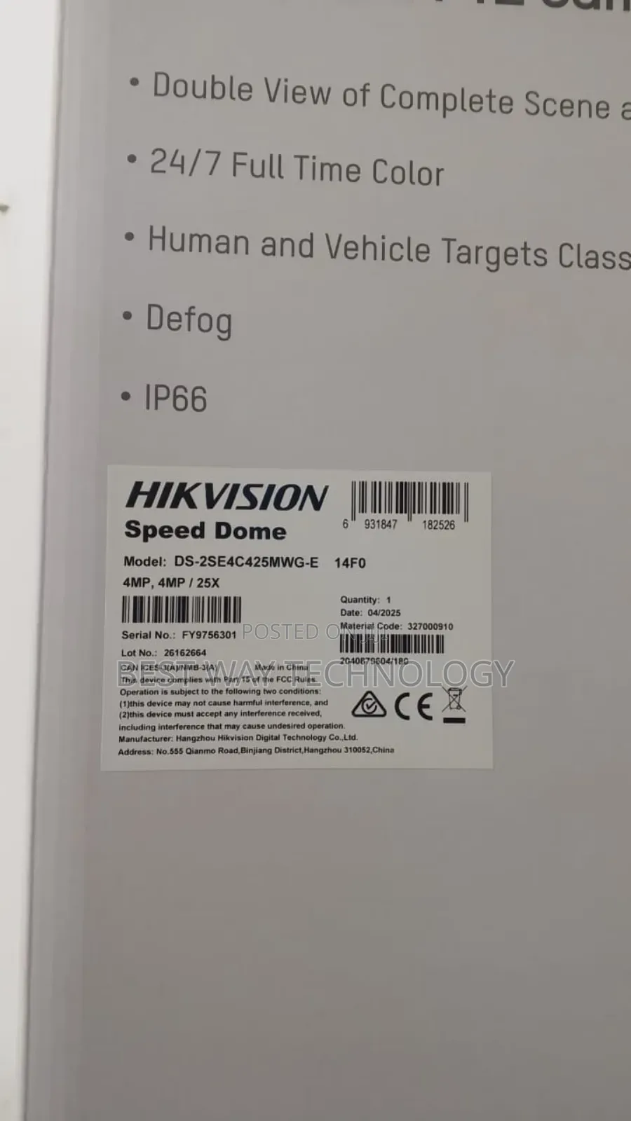 PTZ 4mp Hikvision Camera 25x Colourv
