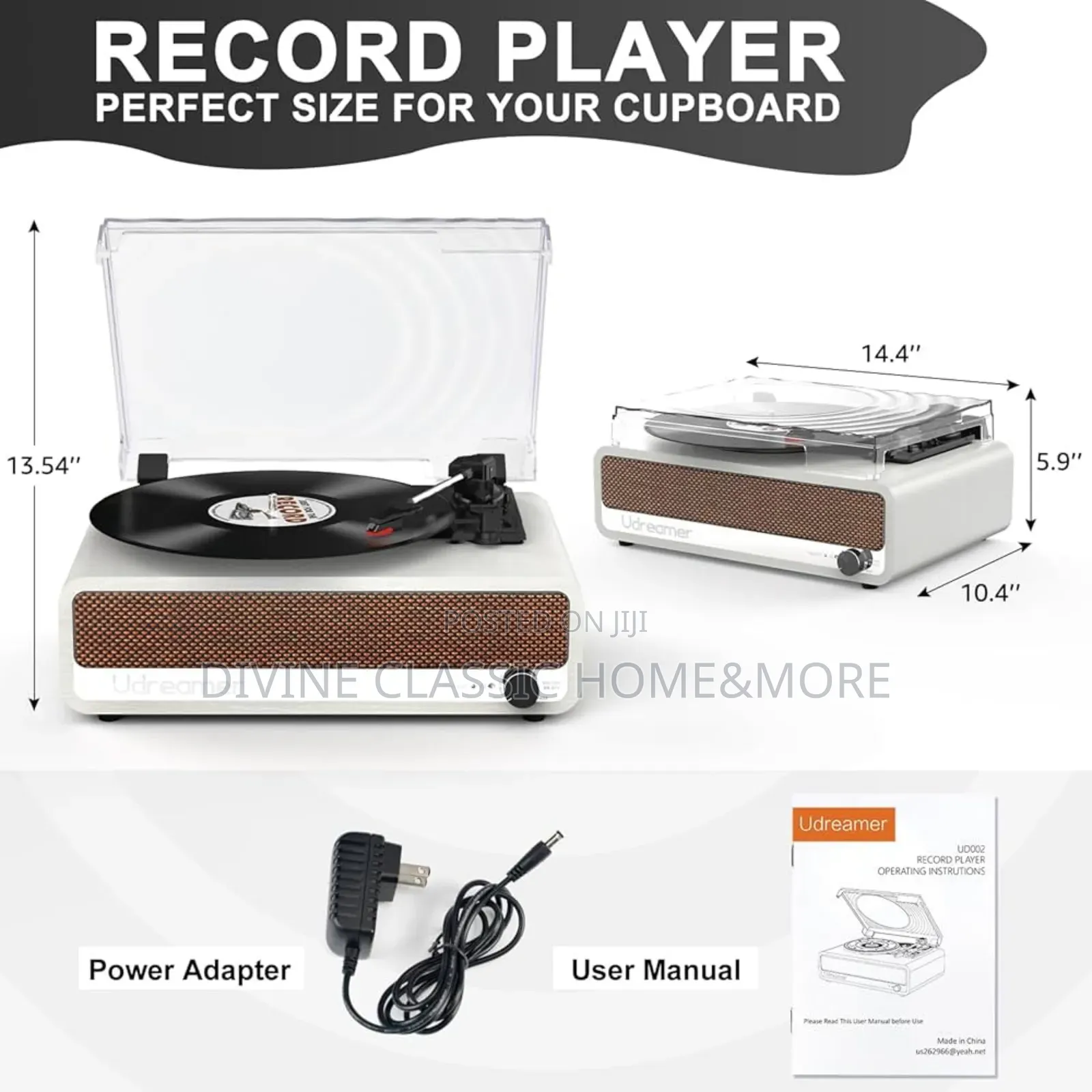 Udreamer Record Player With Speaker Bluetooth Turntable Vintage