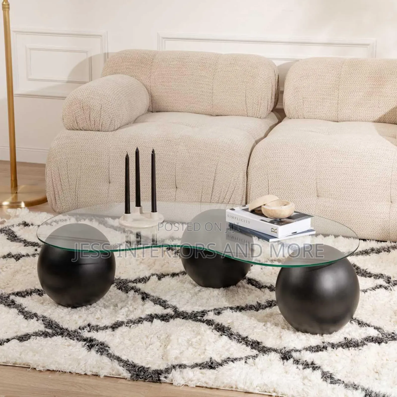 Center Table (Curved Glass )